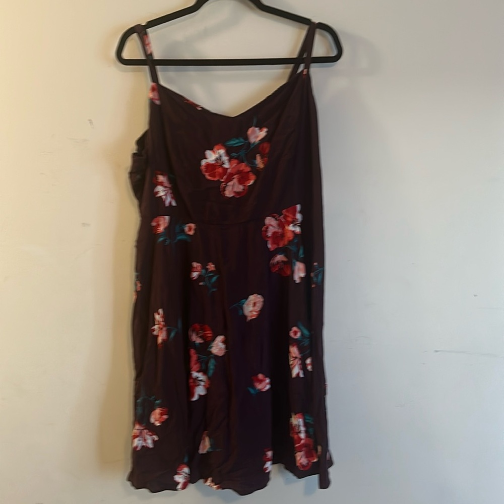 Old Navy Burgandy Floral Mini Dress (XXL)